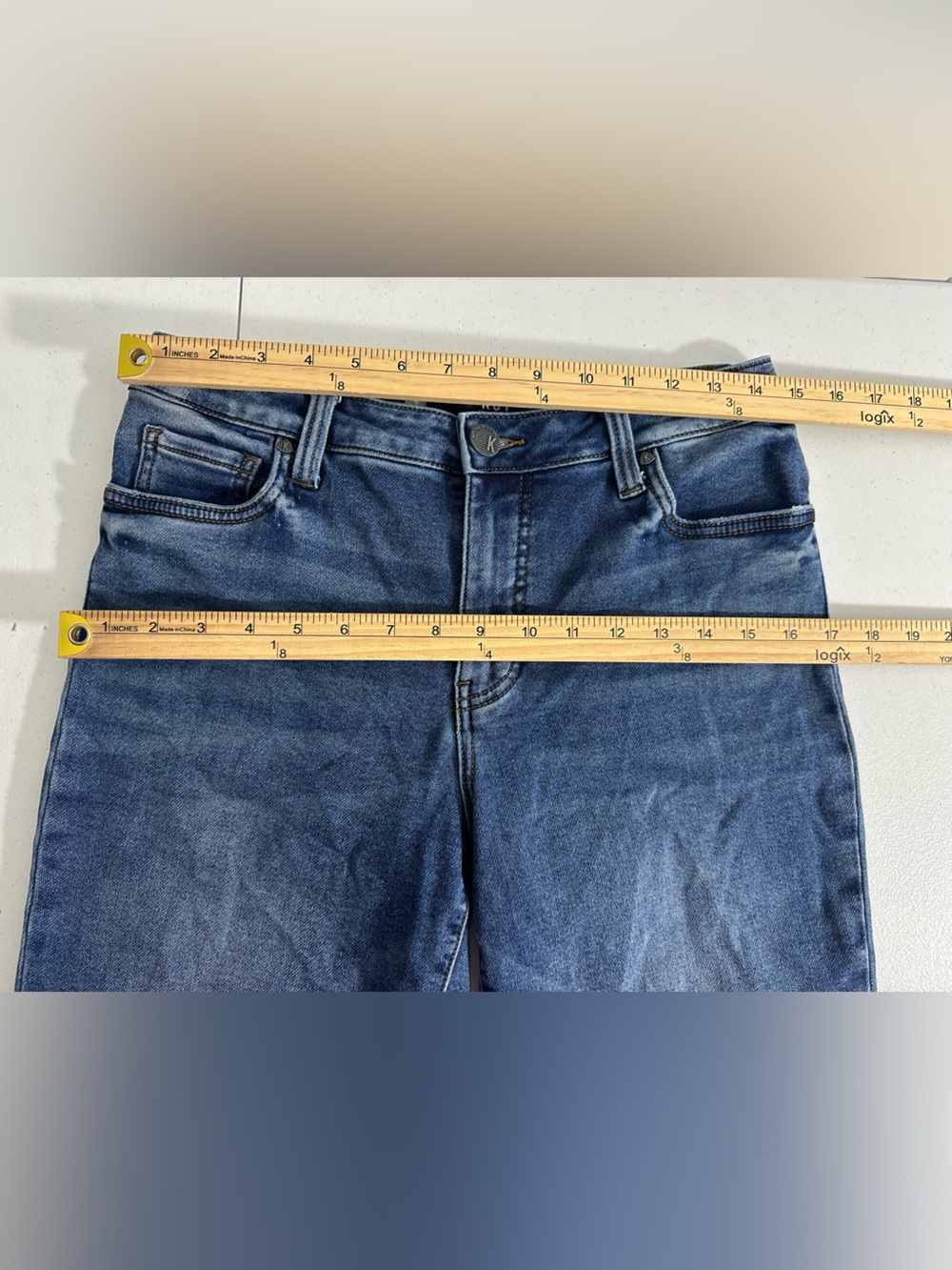 Kut from the Kloth Sz 6 Kelsey Fab Ab Ankle Flare Jeans High Rise Raw Hem Denim - Picture 10 of 13